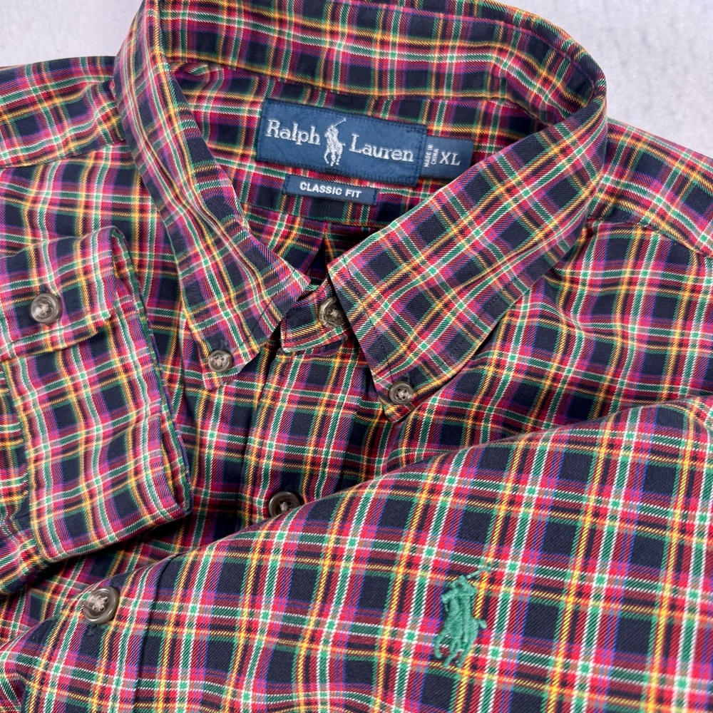 Ralph Lauren‎ Classic Fit Tartan Plaid Button Down Shirt Men’s XL Cotton